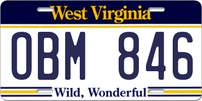 WV license plate OBM846