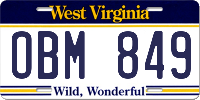 WV license plate OBM849