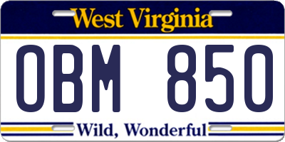 WV license plate OBM850