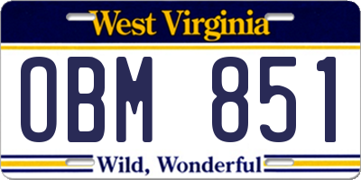 WV license plate OBM851