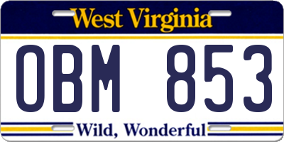 WV license plate OBM853