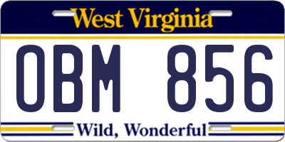WV license plate OBM856