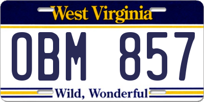 WV license plate OBM857
