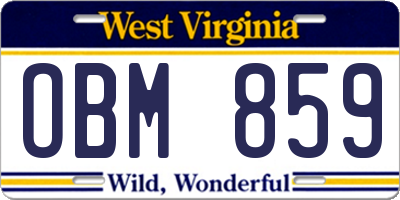 WV license plate OBM859