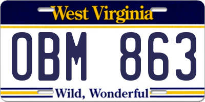 WV license plate OBM863