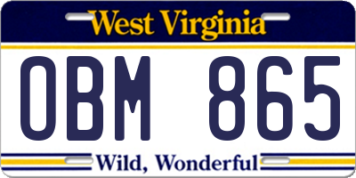 WV license plate OBM865