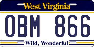 WV license plate OBM866
