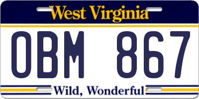 WV license plate OBM867