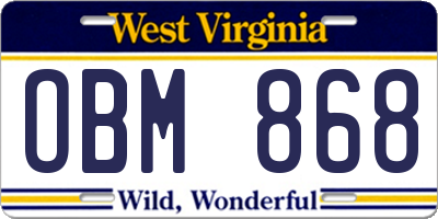 WV license plate OBM868