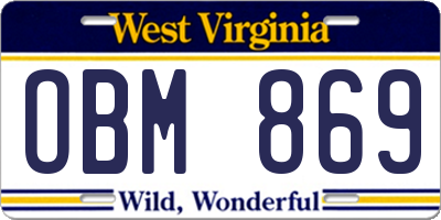 WV license plate OBM869