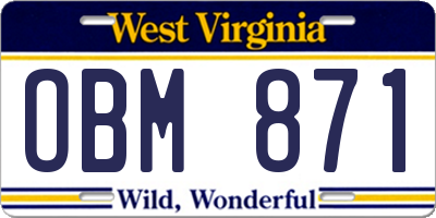WV license plate OBM871