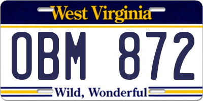 WV license plate OBM872