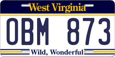 WV license plate OBM873