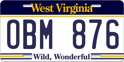 WV license plate OBM876