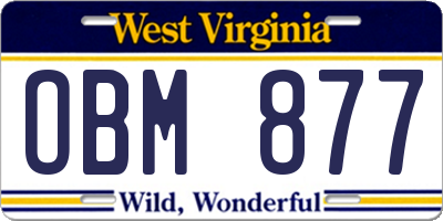 WV license plate OBM877