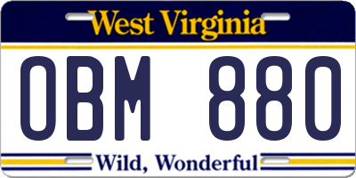 WV license plate OBM880