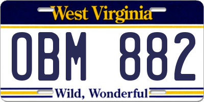 WV license plate OBM882