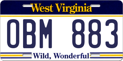 WV license plate OBM883