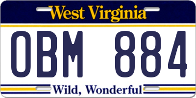 WV license plate OBM884