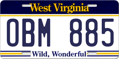 WV license plate OBM885