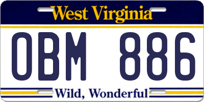 WV license plate OBM886