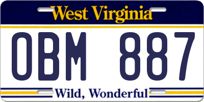 WV license plate OBM887