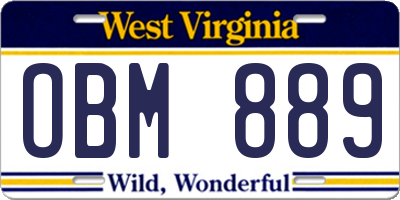 WV license plate OBM889