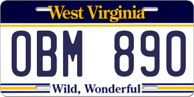 WV license plate OBM890