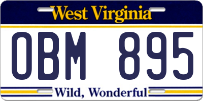 WV license plate OBM895