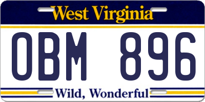 WV license plate OBM896