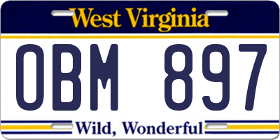 WV license plate OBM897