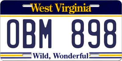 WV license plate OBM898