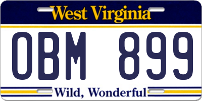 WV license plate OBM899