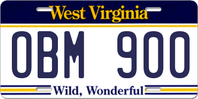WV license plate OBM900