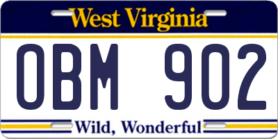 WV license plate OBM902