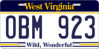 WV license plate OBM923