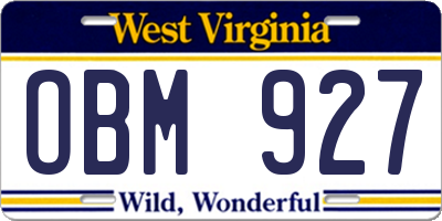 WV license plate OBM927