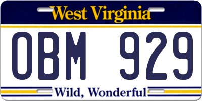 WV license plate OBM929