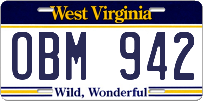 WV license plate OBM942