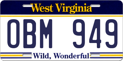 WV license plate OBM949