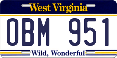 WV license plate OBM951