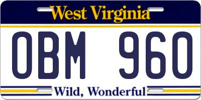 WV license plate OBM960