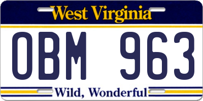 WV license plate OBM963