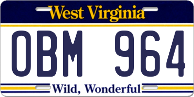WV license plate OBM964