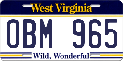 WV license plate OBM965