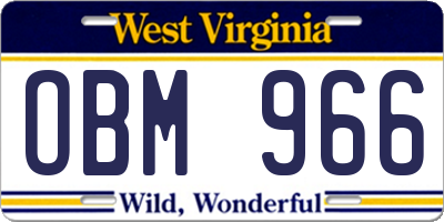 WV license plate OBM966
