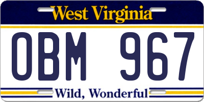 WV license plate OBM967