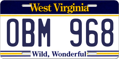 WV license plate OBM968