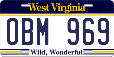 WV license plate OBM969