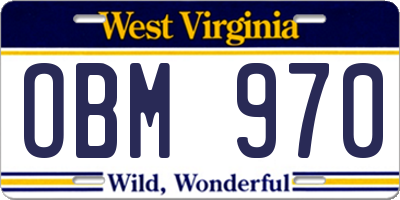WV license plate OBM970